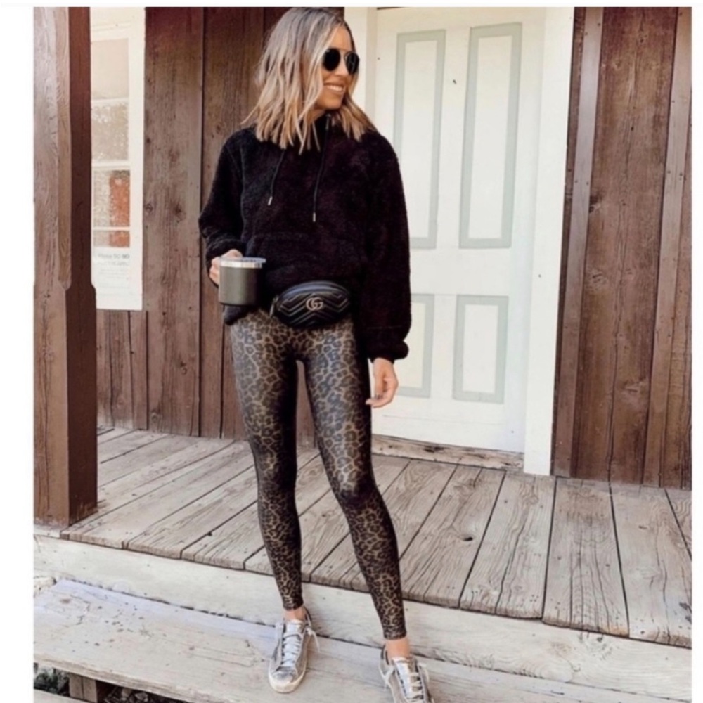 SPANX Faux Leather Metallic Leopard Cheetah Leggings - Picture 12 of 14